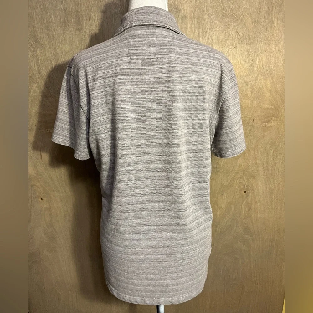 Banana Republic Grey Tonal Stripe Polo w/Chest Pocket  M